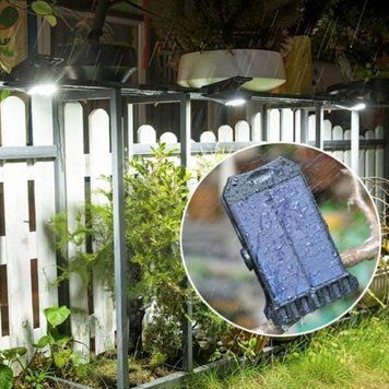 Світильник світлодіодний на прищіпці з датчиком руху на сонячній батареї, Чорний 38219 фото