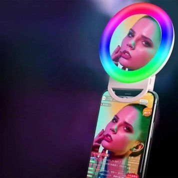 Селфі-кільце світлодіодне з дзеркалом для телефону/планшета Selfie Ring Light Рожеве 24707 фото