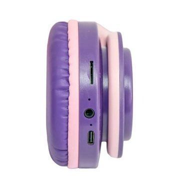 Бездротові навушники Bluetooth з котячими вушками LED YW-018 Фіолетові 18136 фото
