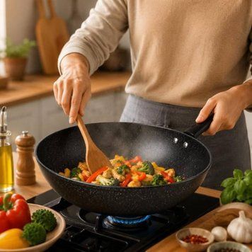 Сковорода WOK з антипригарним покриттям 32 см 26X-280 Чорна 38673 фото